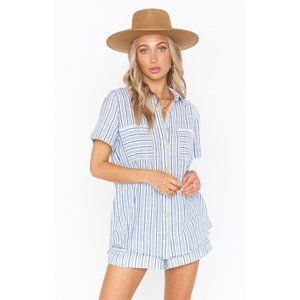 NWOT Show Me Your Mumu Antonelli Nantucket Stripe Top L Collared